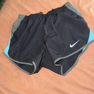 Nike Women's Gray and Blue Athletic Shorts